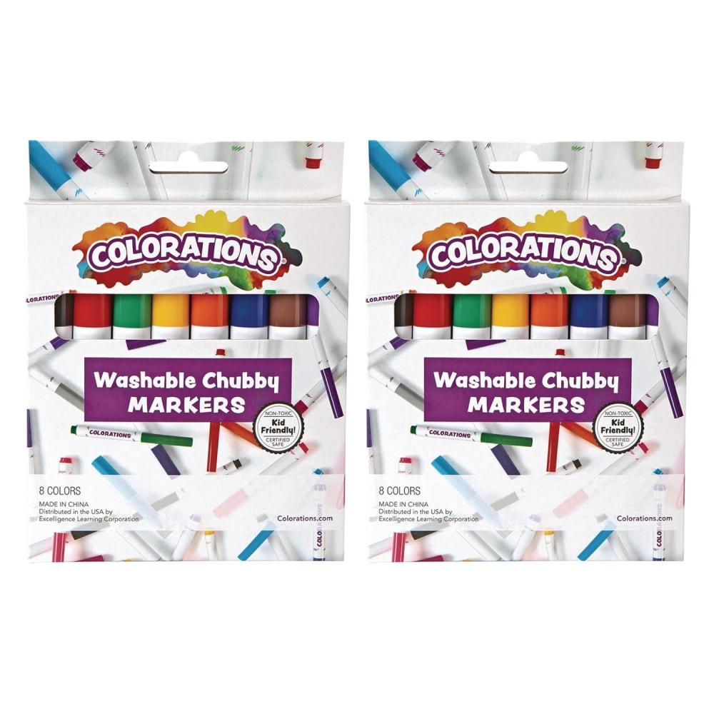 imageColorations Chubby Markers 8 Colors Total 16 Markers 2 Indivdual Packs Color Marker Coloring Posters Drawing Art Craft Craft Projects Kids Markers Markers for Children Non Toxic