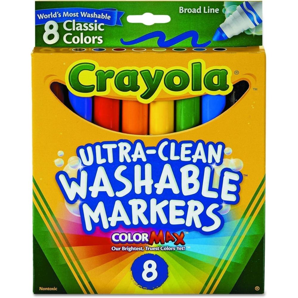 imageCrayola 8 Ct Broad Line Washable Markers Assorted Colors 656820