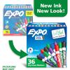 EXPO Dry Erase Markers, Low Odor Ink, Assorted Colors, Chisel Tip, 36 Count(36 Count (Pack of 6))