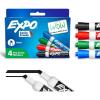EXPO Dry Erase Markers, Low Odor Ink, Black, Chisel Tip, 4 Count – Whiteboard, Calendar, Organization, Essential Supplies for Office, School, Classroom, Teachers(Assorted)