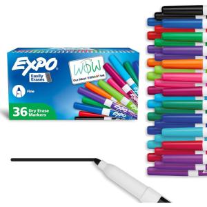 EXPO Low Odor Dry Erase Markers Fine Tip Assorted Colors 36 Count(Vibrant Assorted)