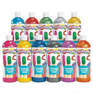 Colorations Washable Glitter Paint, Gallon, Red, Non Toxic, Vibrant, Bold, Kids Paint, Craft, Hobby, Fun, Art Supplies(Assorted  Set of 11)