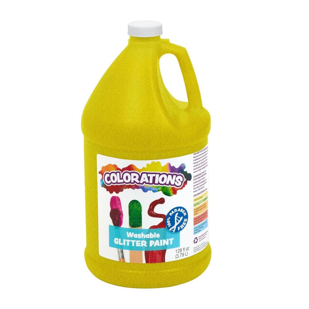 imageColorations Washable Glitter Paint Gallon Yellow Non Toxic Vibrant Bold Kids Paint Craft Hobby Fun Art Supplies