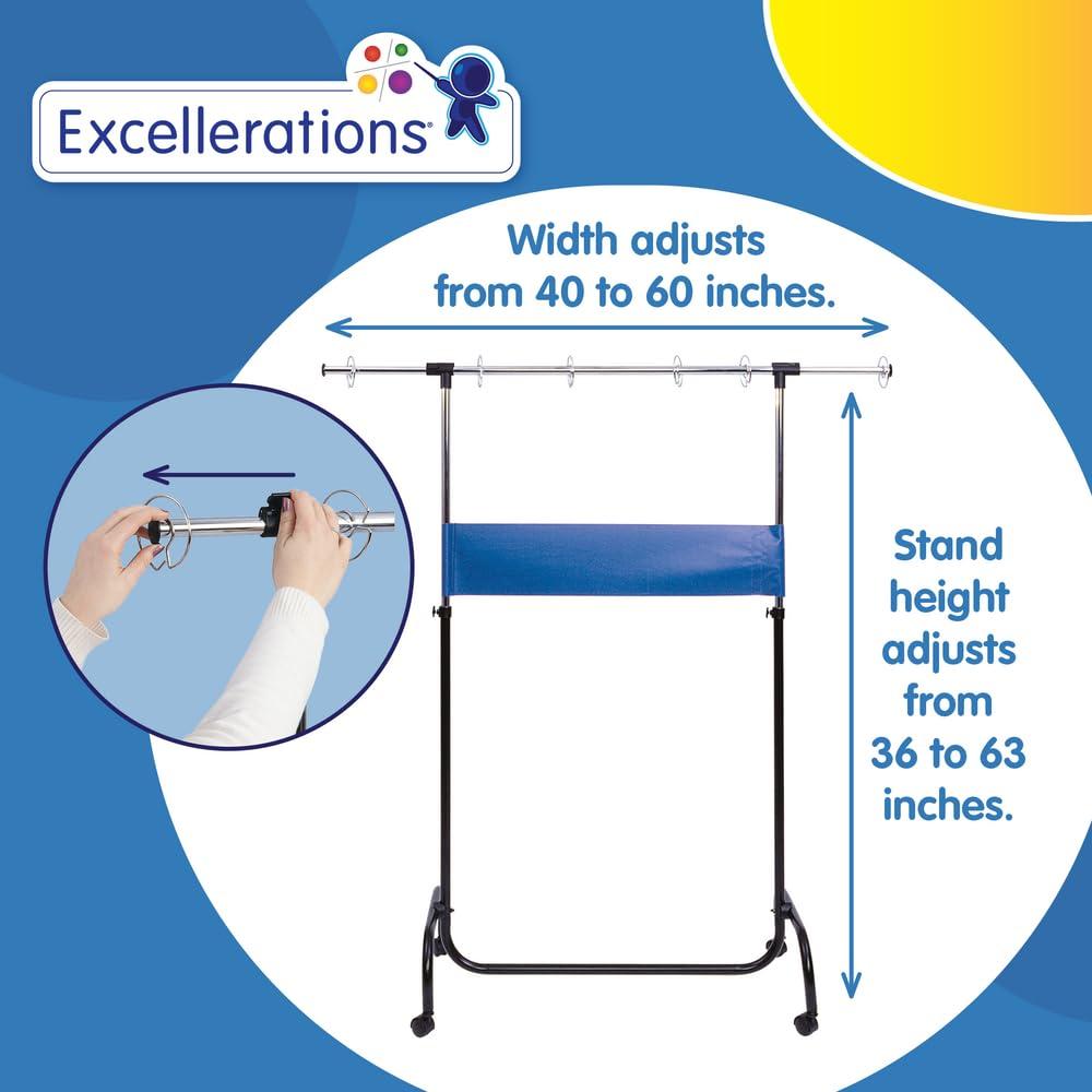 image:imageColorations Excellerations Classroom Adjustable 36 63 inches H Charts Stand on Wheels Mobile Teaching Pocket Chart Stand Item EXPAND