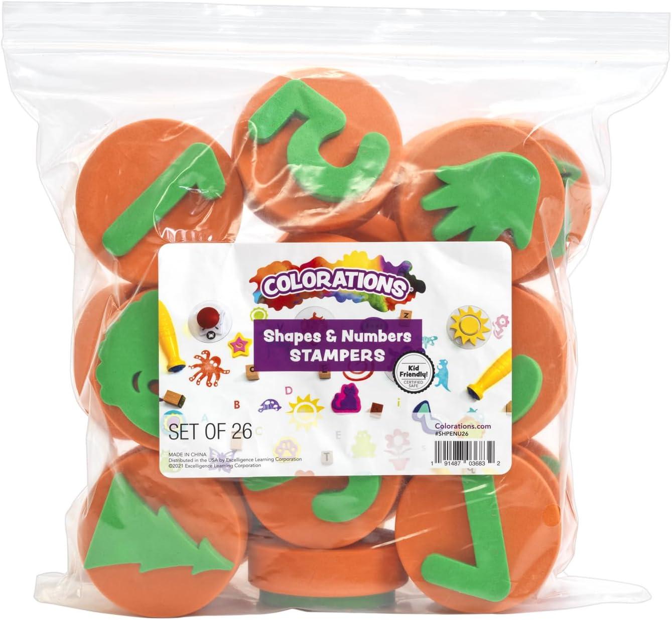 image:imageColorations Uppercase Alphabet Stampers Set of 26 chunky Uppercase Alphabet Stampers Set contains all the letters in the alphabet Shapes Numbers