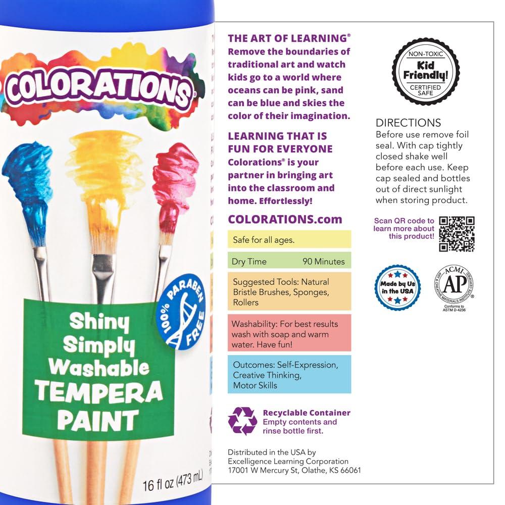 image:imageColorations Washable Tempera Shiny Metallic Effect Paint 16 fl oz Set of 8 Colors Non Toxic Vibrant Bold Kids Paint Craft Hobby Fun Art SuppliesRed