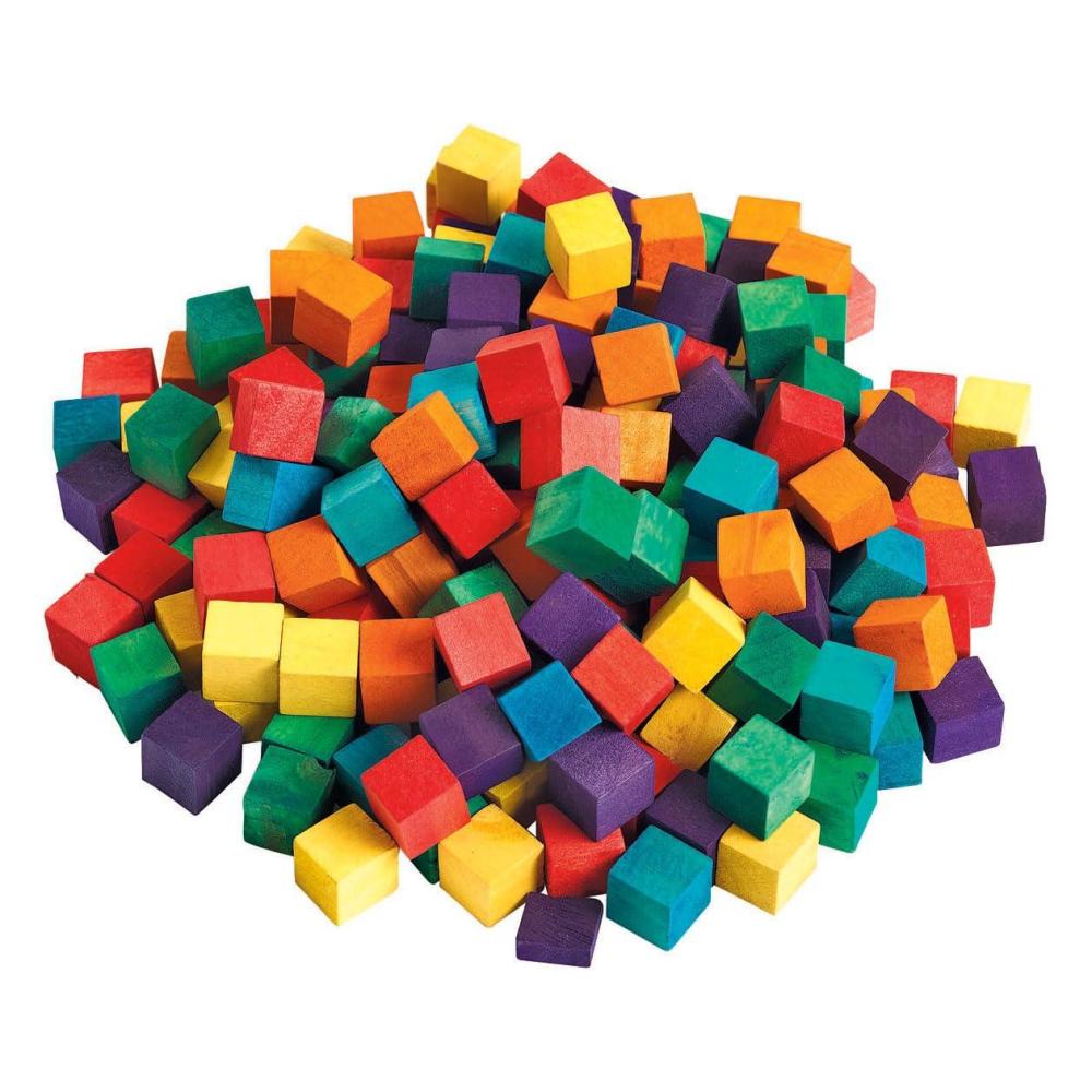 image:imageColorations Colored Wood Cubes 196 Pieces 58 inch Dyed Natural Wood Geometric Building Arts amp Crafts Decorations MultiColored DIY Crafts for Kids STEM