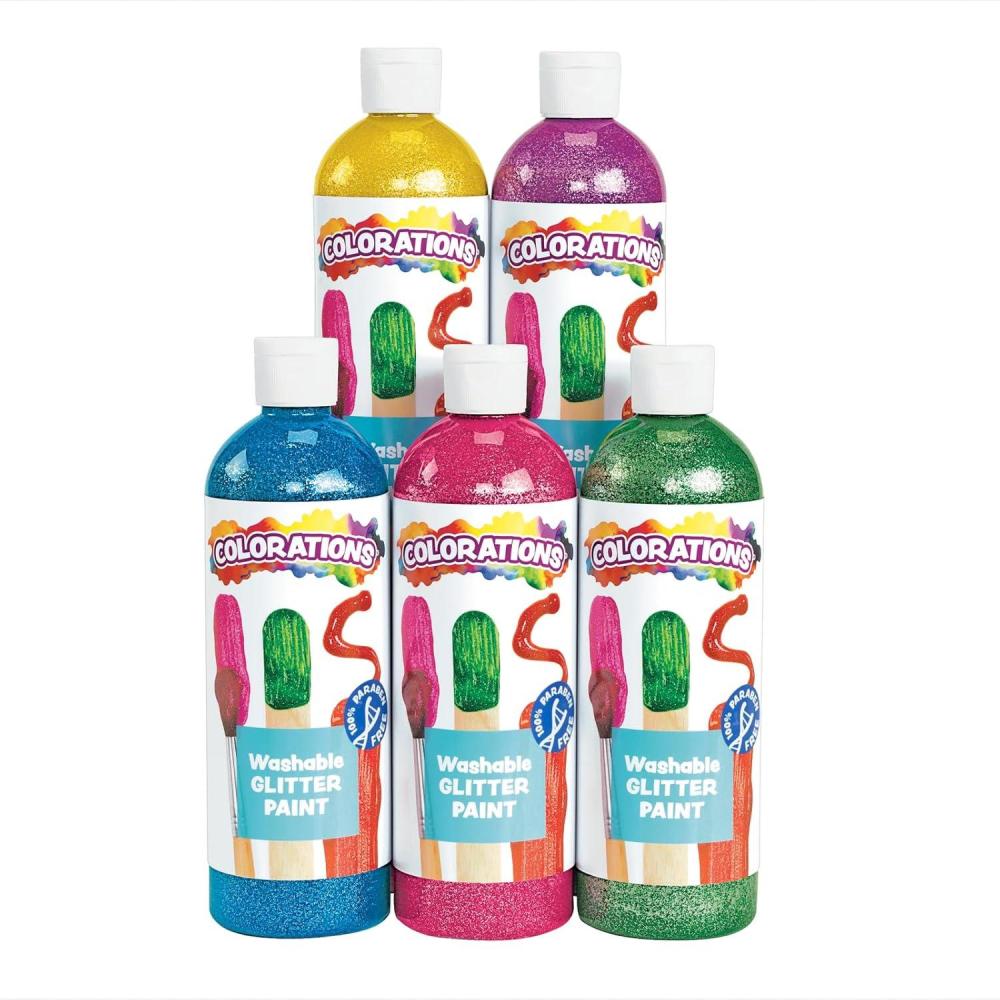 image:imageColorations Washable Glitter Paint for Kids Each 16 fl oz 5 Colors NonToxic Glitter Paint Kids Paint Kids Glitter Paint Glitter Paint for Children