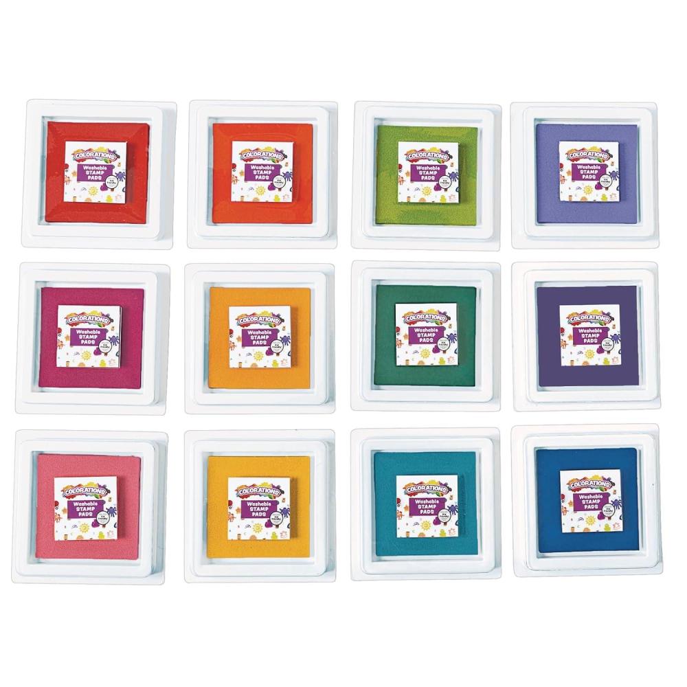 image:imageColorations Washable Perfect Stamp Pads 12 Colors 334 Square Finger Ink Pad Small Pad Vivid Bright Colors Arts amp Crafts Stamping Cardmaking Crafting Inkpad