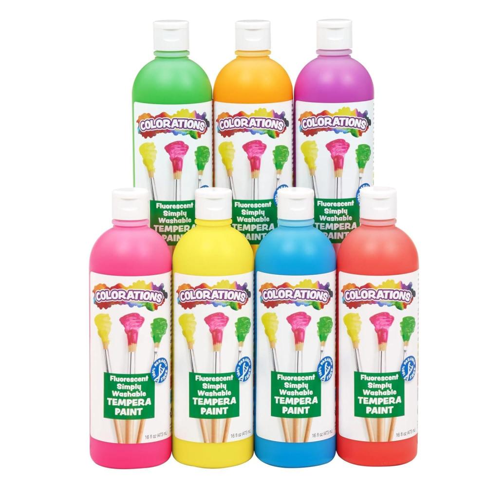 image:imageColorations Washable Tempera Paint Set of 7 16 fl oz Set of 7 Neon Neon Non Toxic Vibrant Bold Bright Kids Paint Craft Hobby Fun Art Supplies Black
