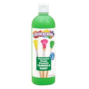 Colorations Washable Tempera Paint, 16 fl oz, Fluorescent Pink, Neon, Non Toxic, Vibrant, Bold, Bright, Kids Paint, Craft, Hobby, Fun, Art Supplies(Flourescent Green)