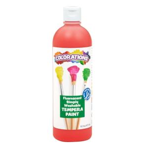 Colorations Washable Tempera Paint, 16 fl oz, Fluorescent Pink, Neon, Non Toxic, Vibrant, Bold, Bright, Kids Paint, Craft, Hobby, Fun, Art Supplies(Flourescent Red)