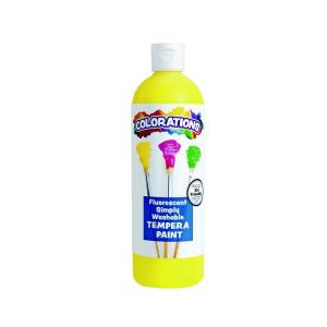 Colorations Washable Tempera Paint, 16 fl oz, Fluorescent Pink, Neon, Non Toxic, Vibrant, Bold, Bright, Kids Paint, Craft, Hobby, Fun, Art Supplies(Fourescent Yellow)