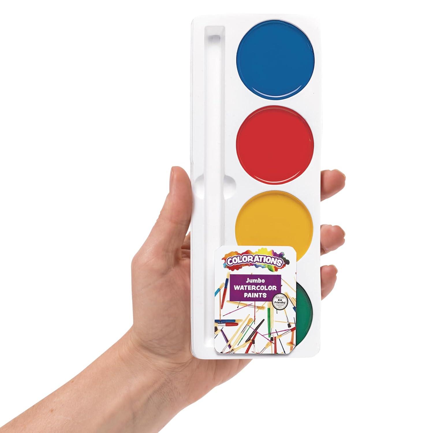 image:imageColorations Best Value Jumbo Washable Watercolors Set of 6 Refills Watercolor Paint for Kids Includes Green Yellow Red and Blue Washable Paint for Classroom and Home Learning
