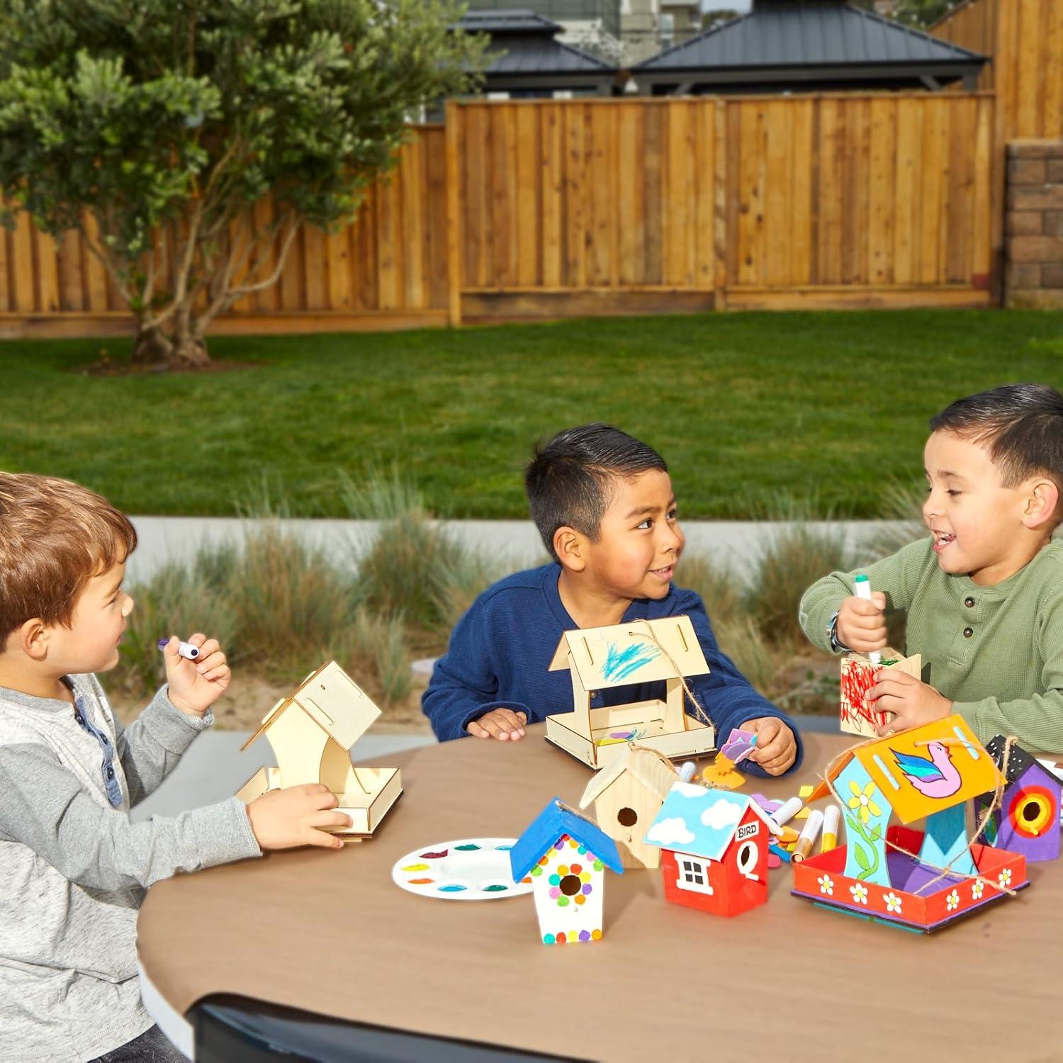 image:imageColorations EasyBuild Bird Feeder Set of 6 Crafts for Kids Easy to Build Craft Crafts for Children Craft for Boys amp GirlsFun Craft for KidsPersonalize Your Bird Feeder Wooden Craft