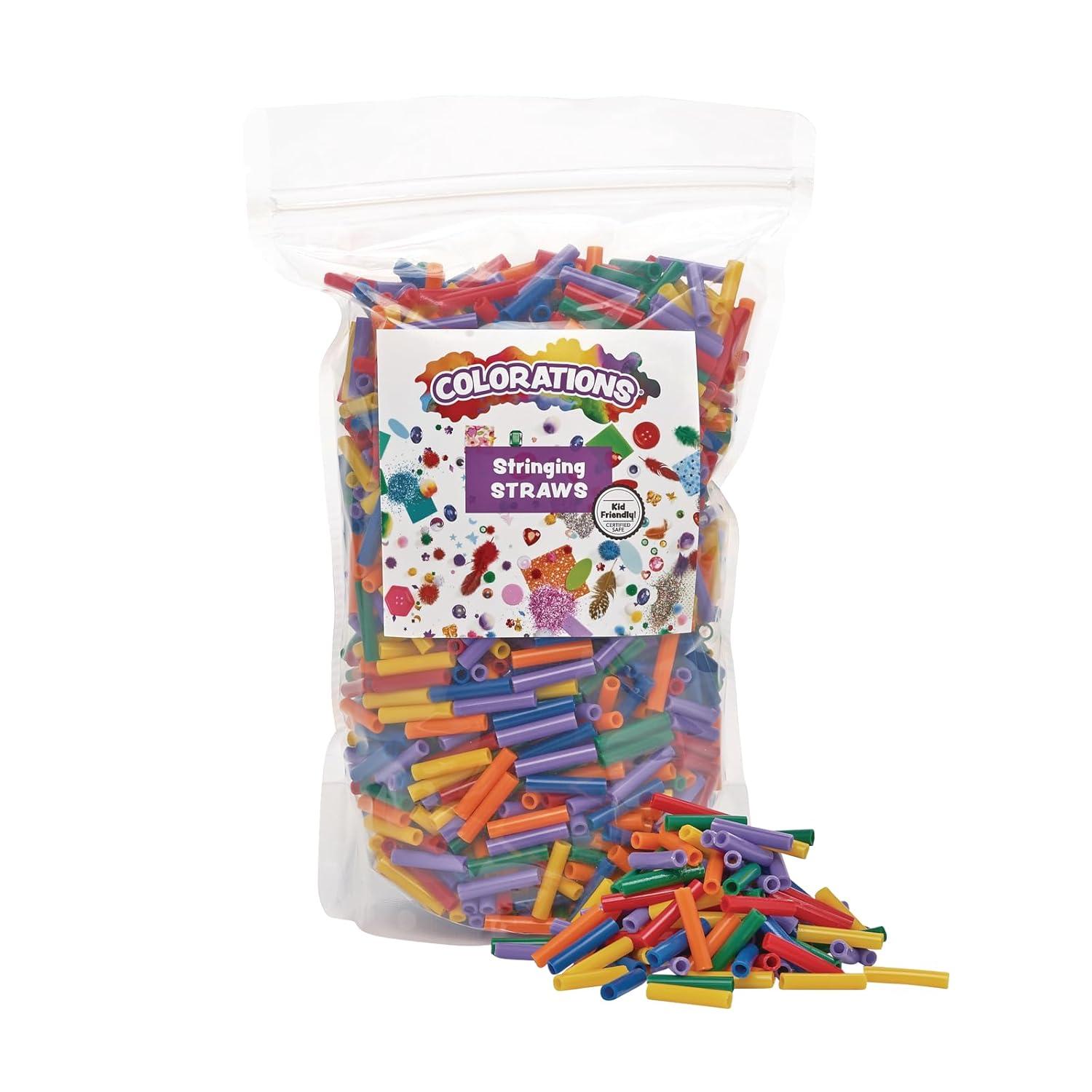 image:imageColorations STRS Plastic Stringing Straw Beads for Jewelry Necklaces Bracelets Crafts Hobbies and Early Math Skills Sorting Counting and Patterning  1Pound Resealable Gusseted Bag