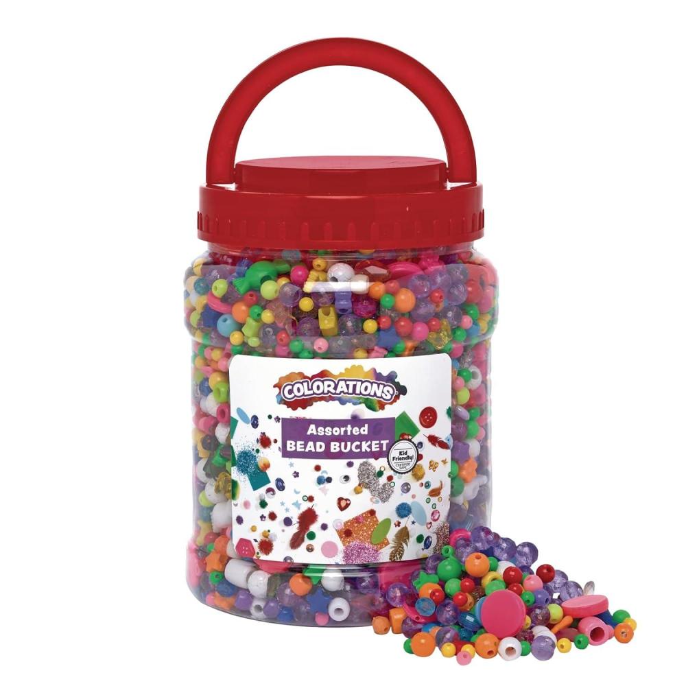 image:imageColorations BDBKT Value Assorted Bead Bucket for Kids 3500 Beads Bulk Jewelry Storage Accent Beads Arts amp Crafts Slime Stringing Teachers Motor Skills