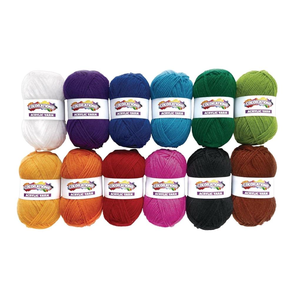 image:imageColorations Acrylic Yarn Set of 12 Colors Assorted Colors Arts amp Crafts Knitting Crochet Mini Project Weaving Loom for Kids