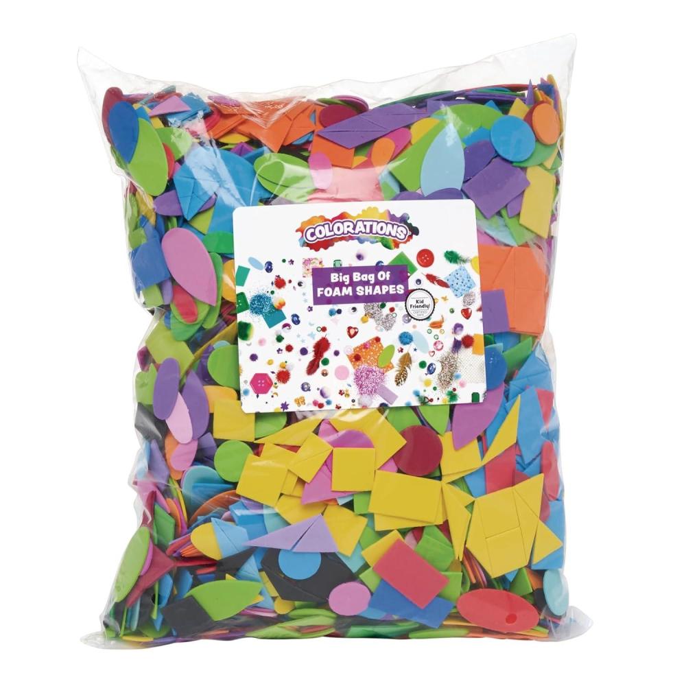 image:imageColorations Big Jumbo Bag of Foam Shapes 1 Lb Bulk Assorted Colors Geometric Rainbow Shapes for STEM STEAM Collage Mosaic Arts amp Crafts Learning Matching Sorting Pattern Item FOAMRUS