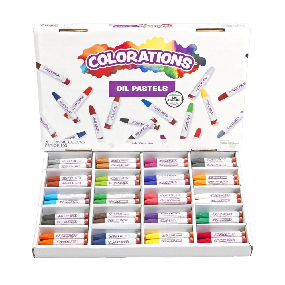 image:imageColorations Oil Pastels 20 Colors Set of 100 All Ages Suitable for Beginners Vibrant Colors Easy Grip Hexagonal Shaped Non Toxic
