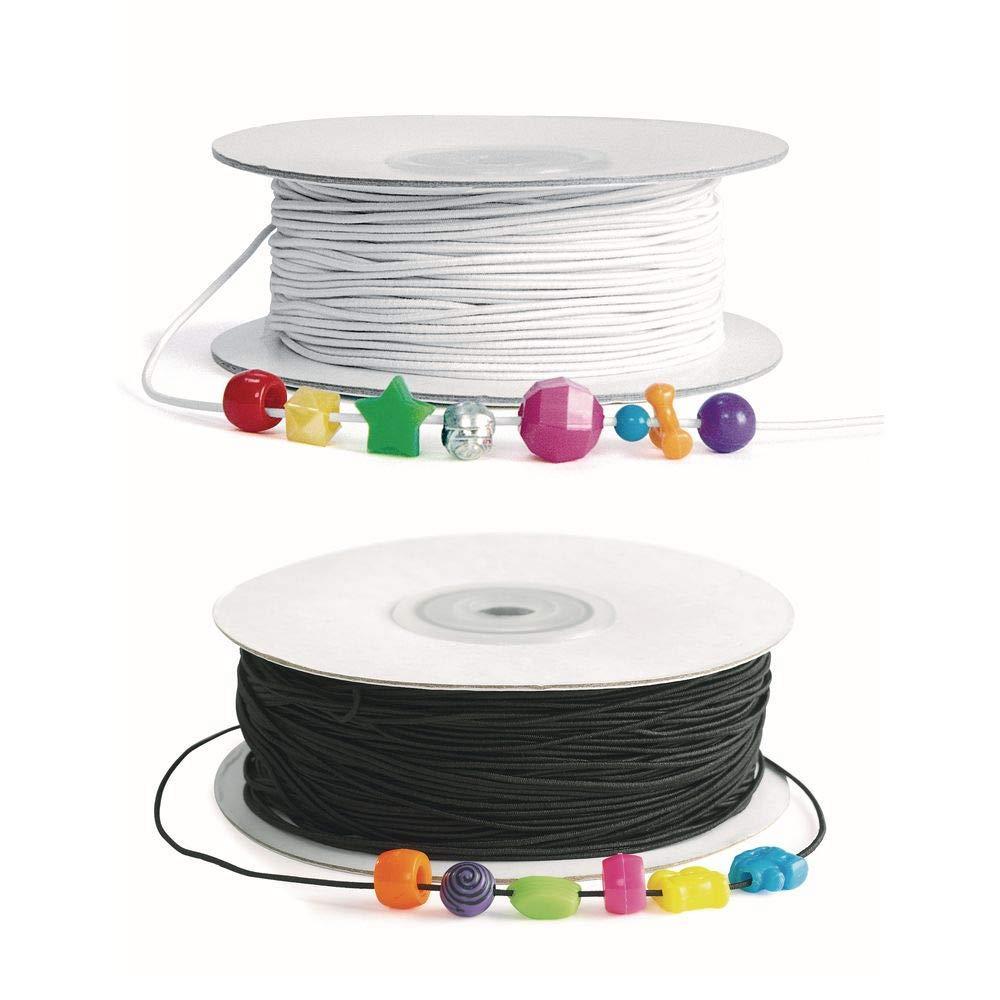 image:imageColorations White amp Black Elastic Cord Each 300 feet Total 600 feet Ideal for Bracelets Necklaces Jewelry Making Crafing MaskMaking and More Stretchy String Great Value Use to Thread Beads