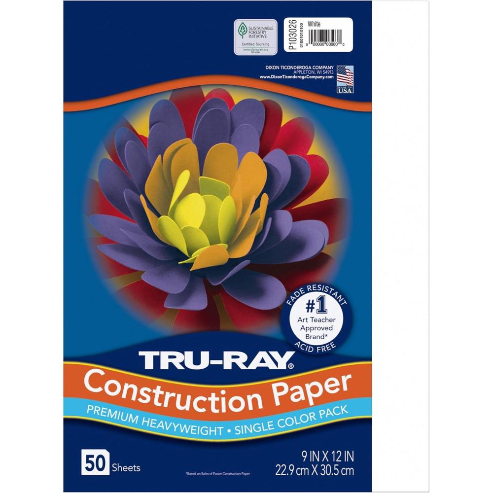 image:imageTruRay Construction Paper 50 Recycled 9 x 12 White Pack Of 50