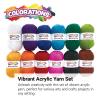 Colorations Acrylic Yarn, Set of 12 Colors, Assorted Colors, Arts & Crafts, Knitting, Crochet, Mini Project, Weaving, Loom, for Kids