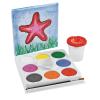 Colorations Plastic Tempera Paint Tray Palette with 8 Paint Cakes and Brush and Cup Holders