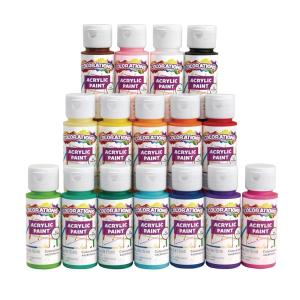 Colorations Acrylic Paint Set, 16 Colors. Assorted, Matte Finish, Acrylic Craft Paint Set, 2oz Bottles, Smooth Paint, Dries Quickly, Non Toxic, Craft Paint for Paper, Wood, Ceramics, Fabric and Canvas(2oz Bottles  Set of 16)