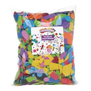 Colorations Big Jumbo Bag of Foam Shapes, 1 Lb Bulk, Assorted Colors, Geometric Rainbow Shapes, for STEM, STEAM, Collage, Mosaic, Arts & Crafts, Learning, Matching, Sorting, Pattern (Item # FOAMRUS)