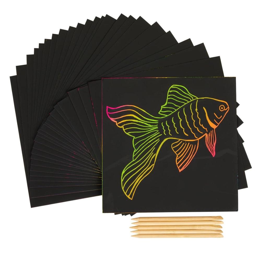image:imageColorations 25 Scratch Art Boards with 5 Sticks