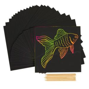 Colorations 25 Scratch Art Boards with 5 Sticks