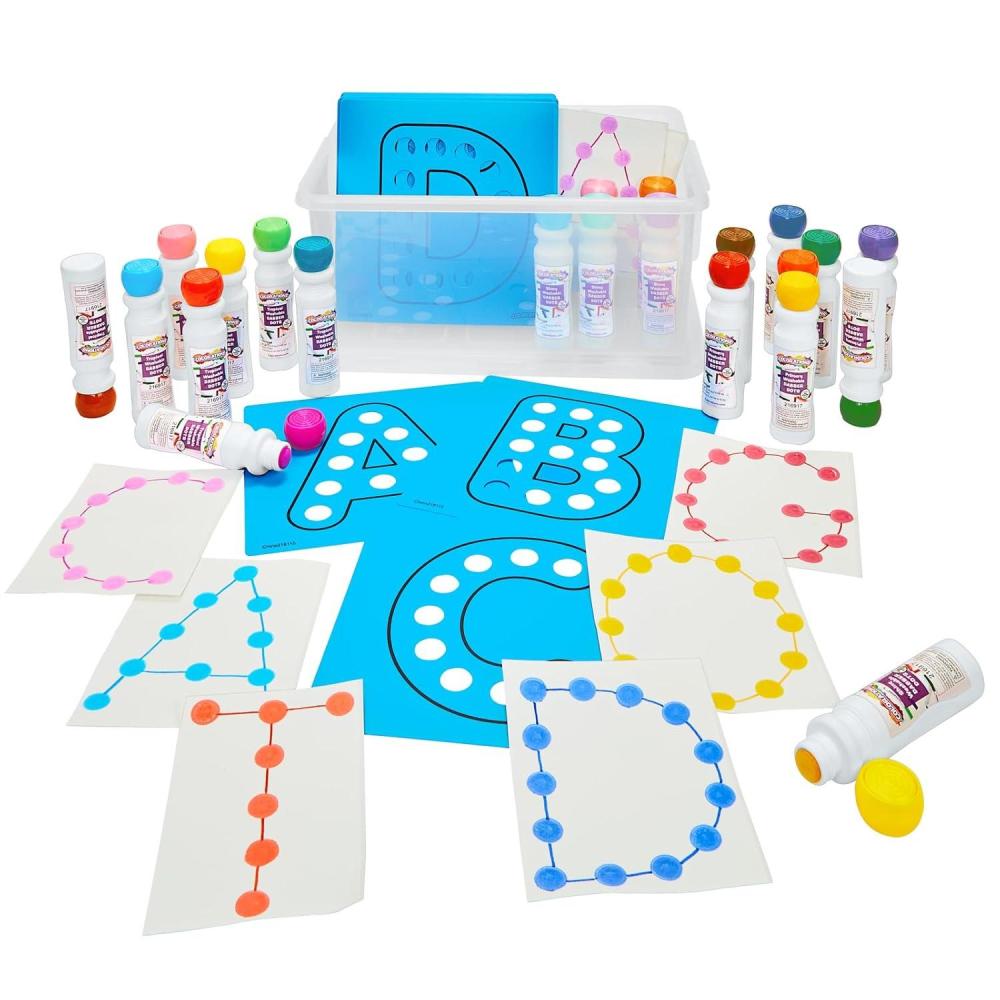 image:imageDabber Stencils and Marker Kit 46 Stencils amp 22 Dabber Dot Marker Colors Dabber Stencils and Marker Kit Great Way to Teach Abcs Numbers and Shapes Fun Big Sized for Easy Grasping