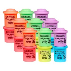 Colorations 30 Wheat & Gluten Free Colors Like Me Dough – 10 Colors (2oz Each) | Non-Toxic, Play Dough, Bulk Set, Sensory Kit, Party Favors, Classroom Pack(Neon)