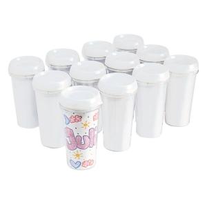 Colorations Design Your Own Travel Mugs, Pack of 12, Arts and Crafts Project, ideal craft gift, father’s day, mother’s day, holiday gift, grandparent’s day