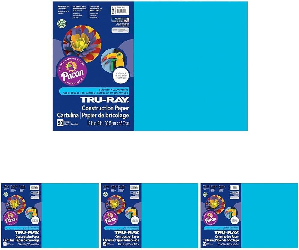 image:imageTruRay Construction Paper 50 Recycled 12 x 18 Pink Pack Of 50Atomic Blue