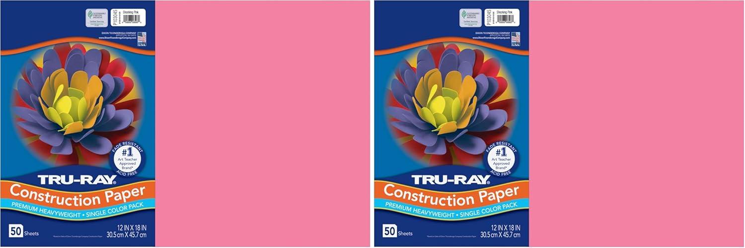 image:imageTruRay Construction Paper 50 Recycled 12 x 18 Pink Pack Of 50Shocking Pink