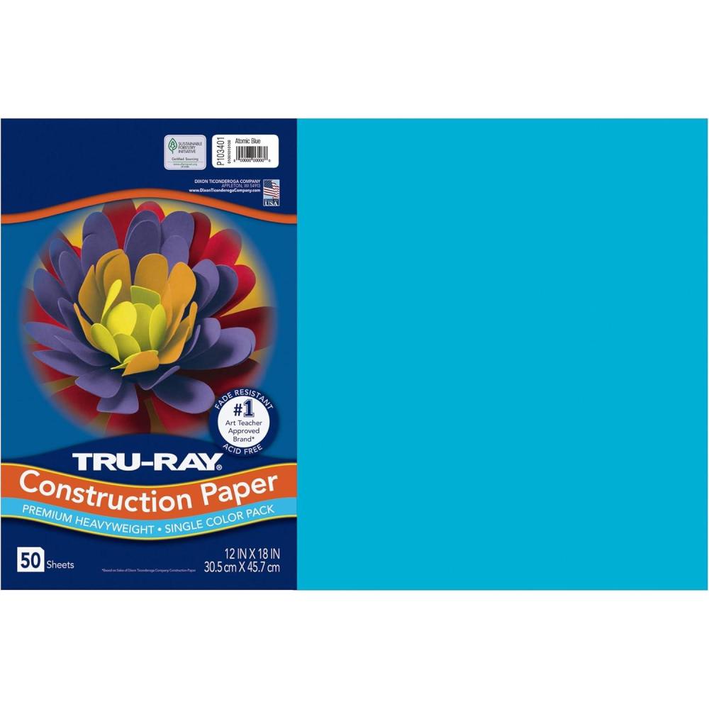 image:imageTruRay Construction Paper 50 Recycled 12 x 18 Pink Pack Of 50Atomic Blue