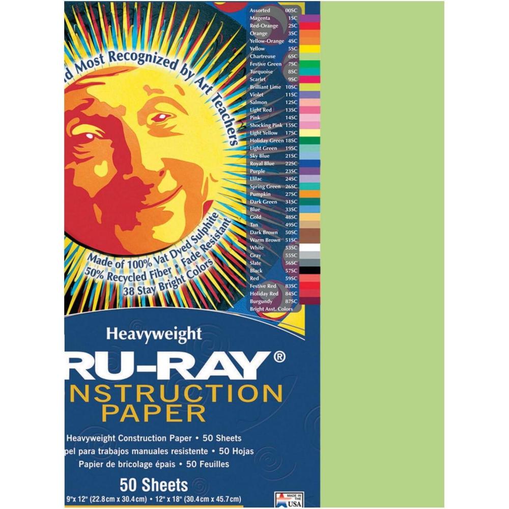 image:imageTruRay Construction Paper 50 Recycled 12 x 18 Pink Pack Of 50Chartreuse