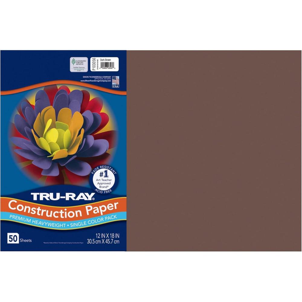 image:imageTruRay Construction Paper 50 Recycled 12 x 18 Pink Pack Of 50Dark Brown