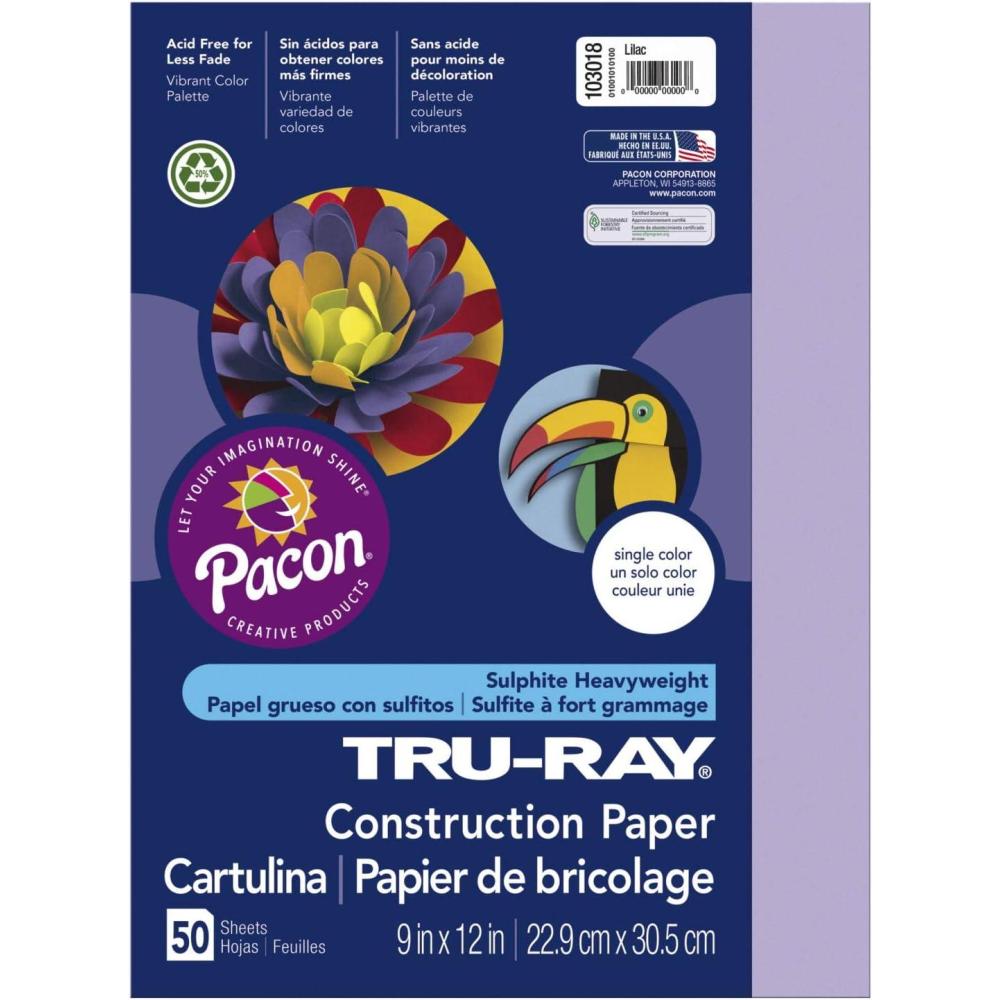 image:imageTruRay Construction Paper 50 Recycled 12 x 18 Pink Pack Of 50LILAC