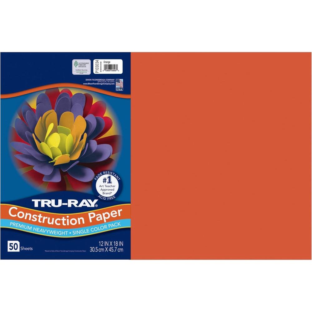 image:imageTruRay Construction Paper 50 Recycled 12 x 18 Pink Pack Of 50Orange