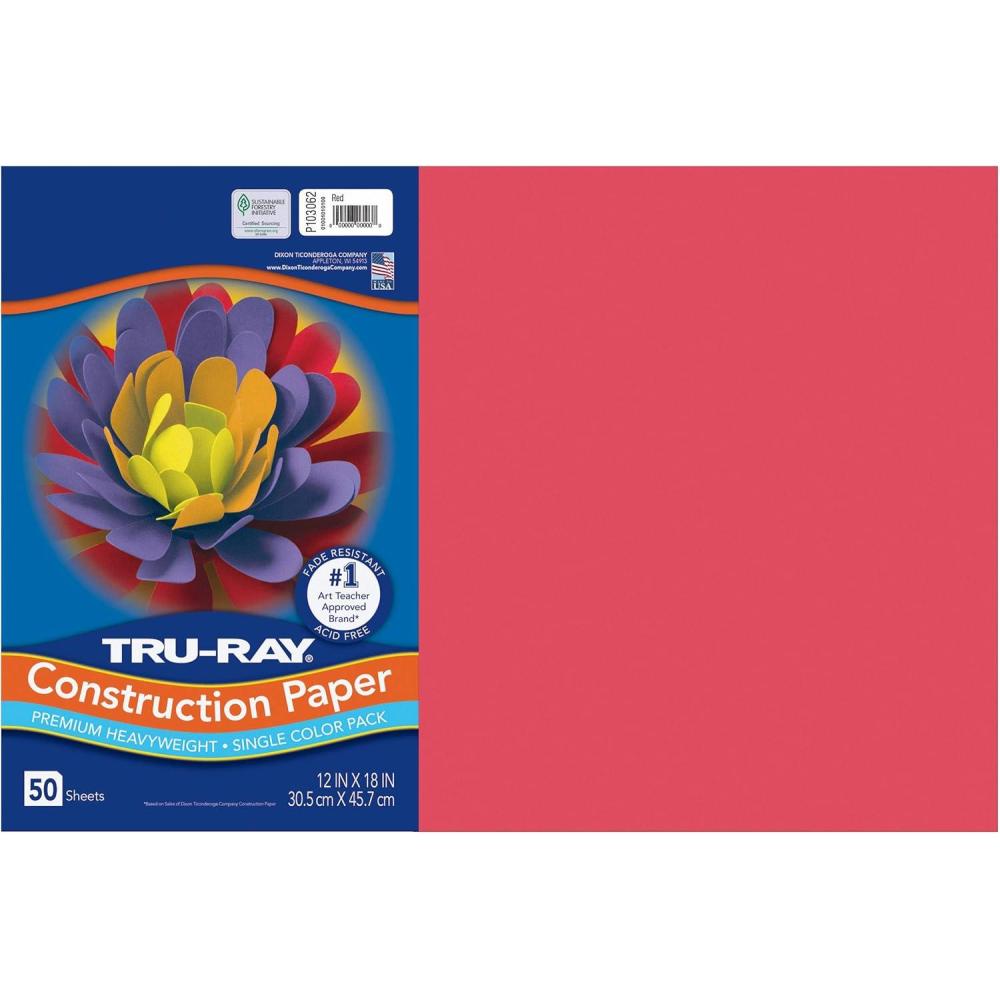 image:imageTruRay Construction Paper 50 Recycled 12 x 18 Pink Pack Of 50Red