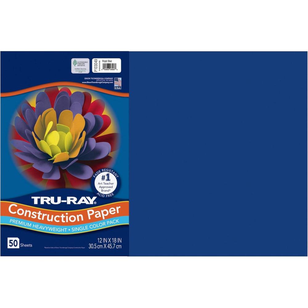 image:imageTruRay Construction Paper 50 Recycled 12 x 18 Pink Pack Of 50Royal Blue