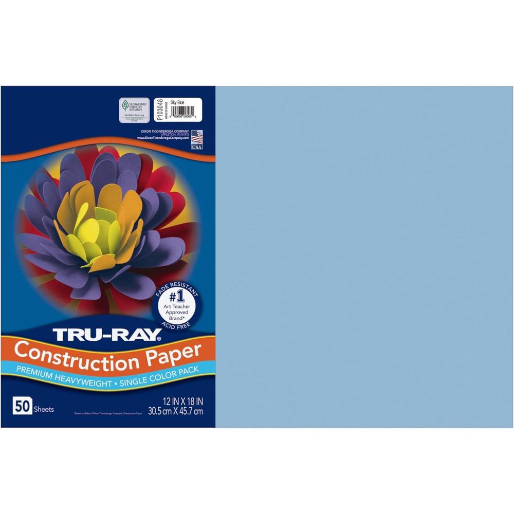 image:imageTruRay Construction Paper 50 Recycled 12 x 18 Pink Pack Of 50Sky Blue