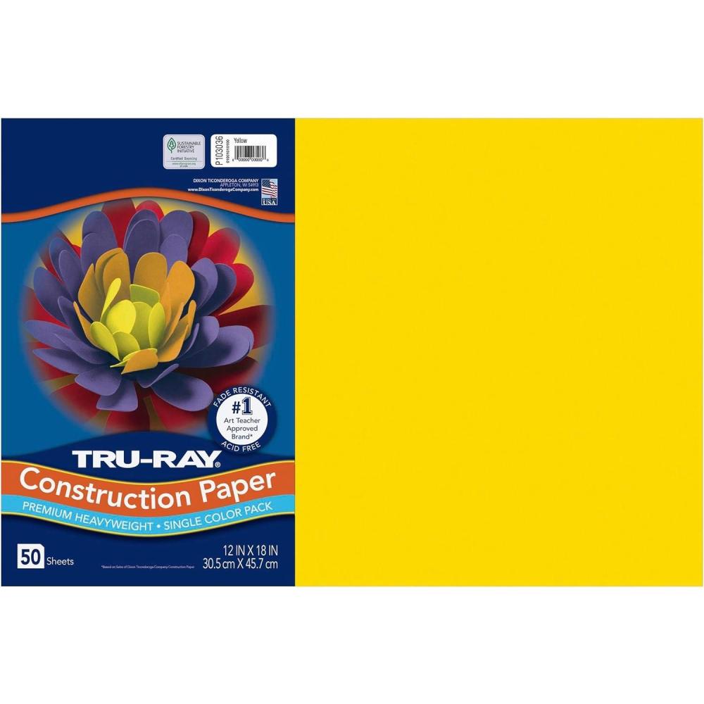 image:imageTruRay Construction Paper 50 Recycled 12 x 18 Pink Pack Of 50Yellow
