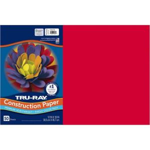 Tru-Ray® Construction Paper, 50% Recycled, 12″ x 18″, Pink, Pack Of 50(Festive Red)