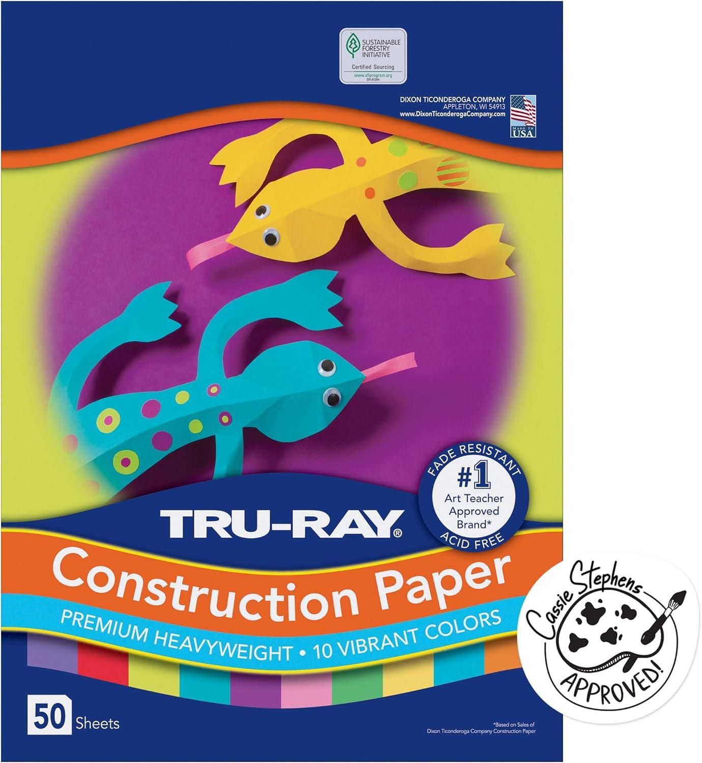 image:imageTruRay Construction Paper P103031 10 Classic Colors 9 x 12 50 SheetsBright Color Assortment
