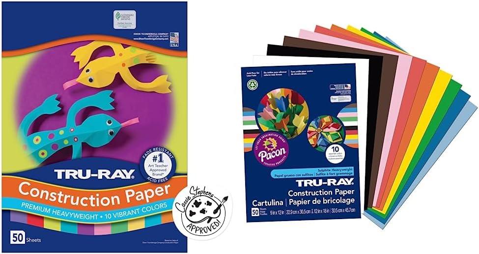 image:imageTruRay Construction Paper P103031 10 Classic Colors 9 x 12 50 SheetsBright Color Assortment