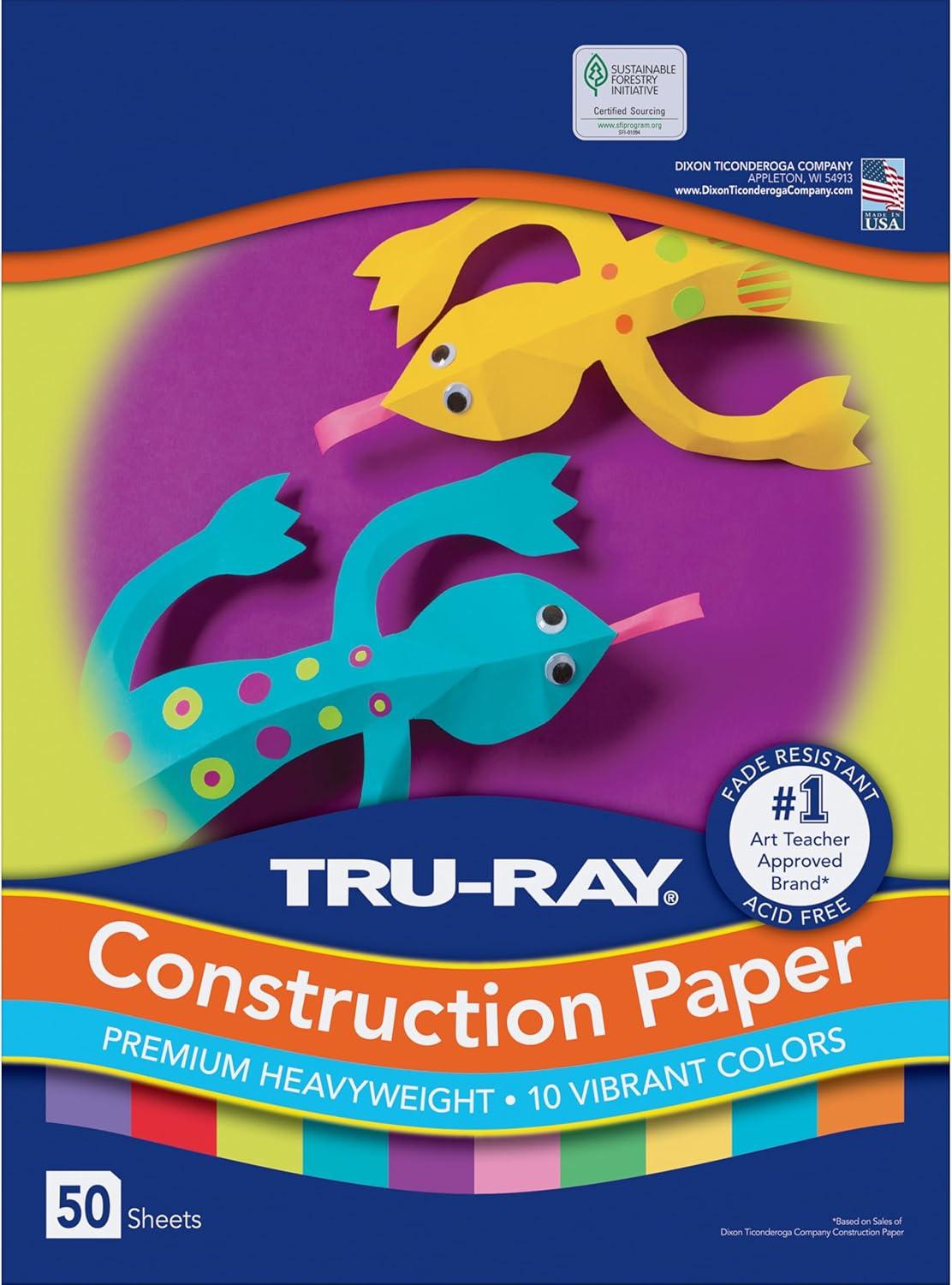 image:imageTruRay Construction Paper P103031 10 Classic Colors 9 x 12 50 SheetsBright Color Assortment